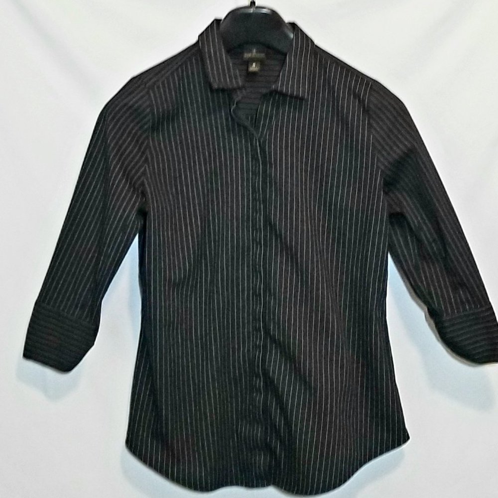 WORTHINGTON  BLACK PIN STRIP 3/4 SLEEVE MEDIUM
